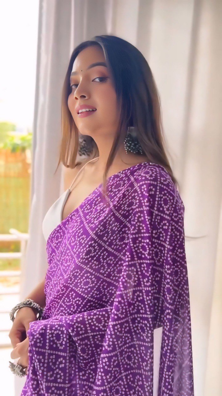 Blue Aura Ready-to-Wear Georgette Printed Saree
