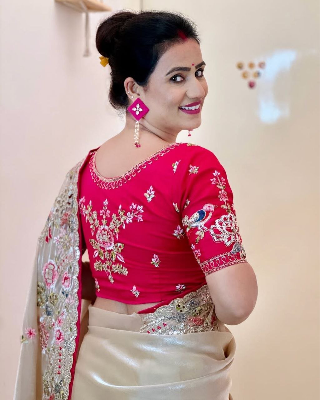 Traditional Soft Jimichu Silk Saree – Elegant Multi-Embroidery Work