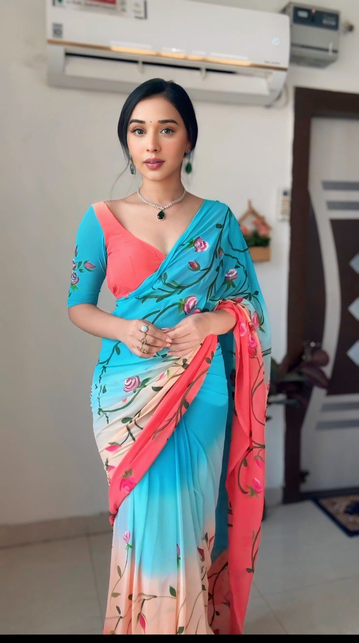 Multicolor Magic Georgette Ready-to-Wear Saree