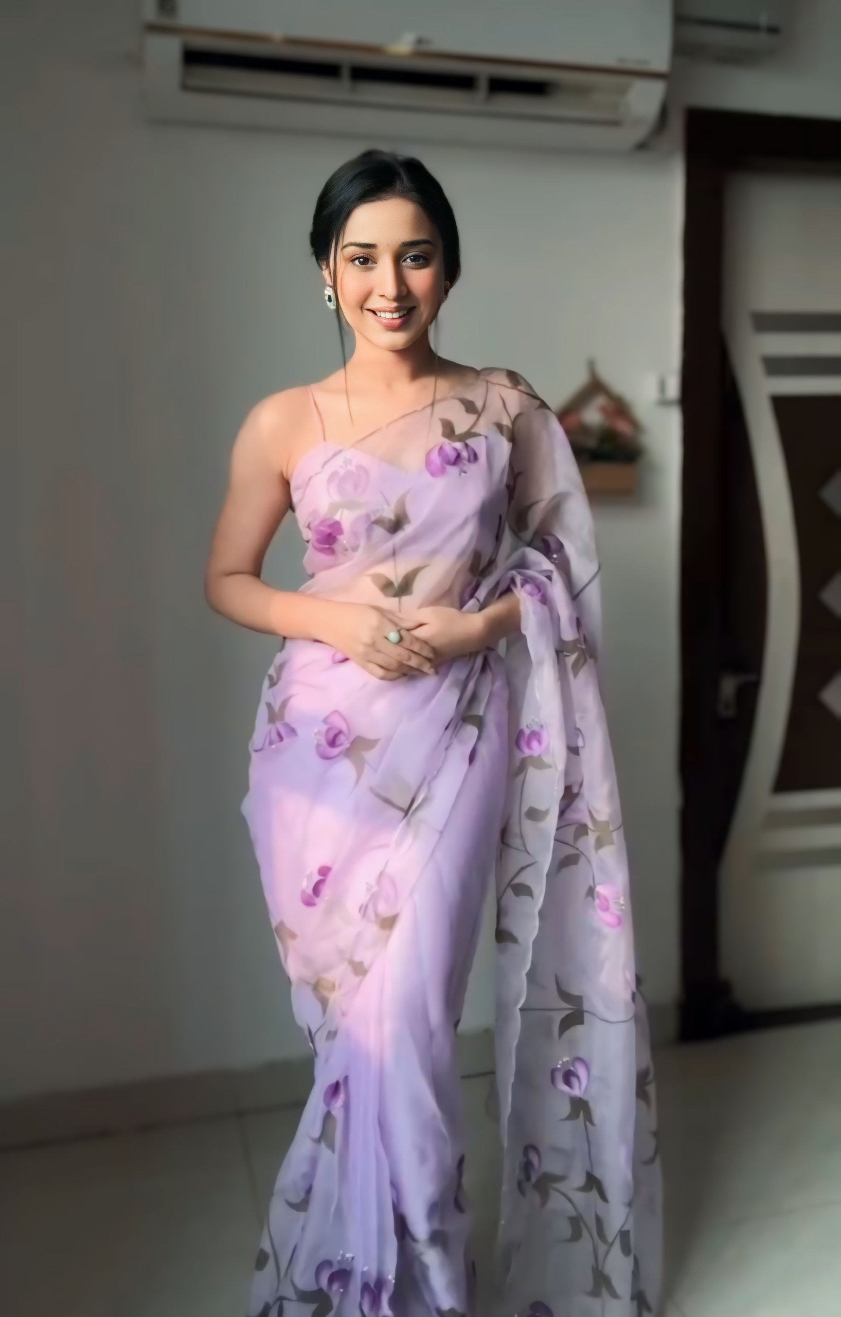 Lavender Dreams Organza Saree