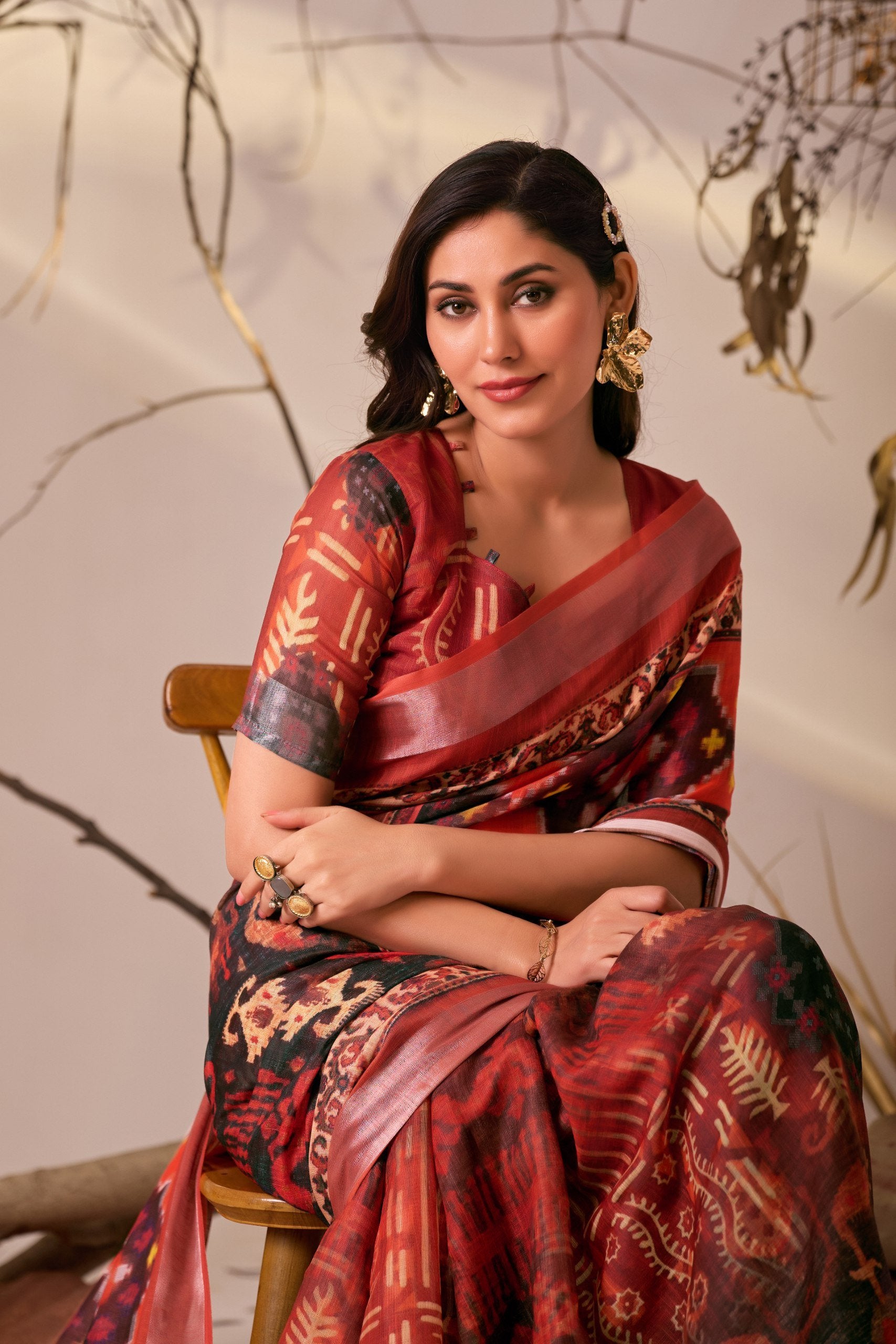 Premium Ikat Elegance in Linen Cotton