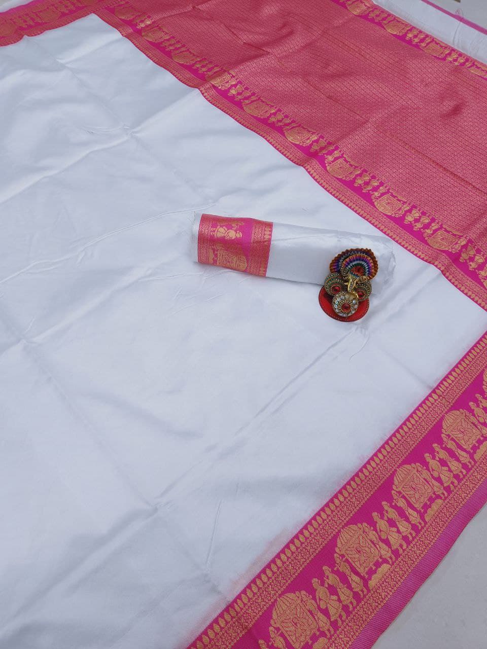 New Designer Soft Lichi Silk Saree with Golden Jari Work