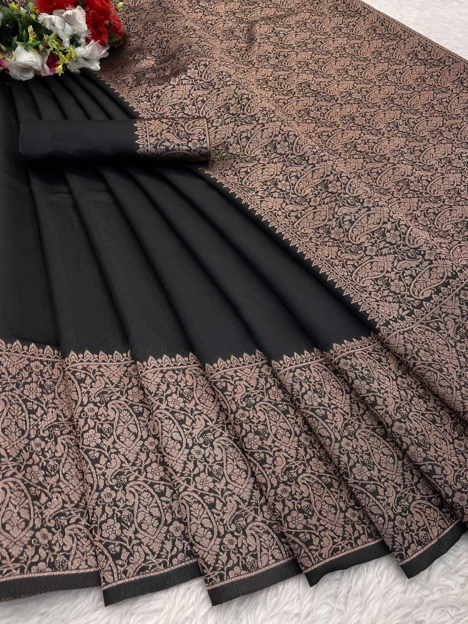 Art Silk Jacquard Border Saree – Wedding & Party Wear