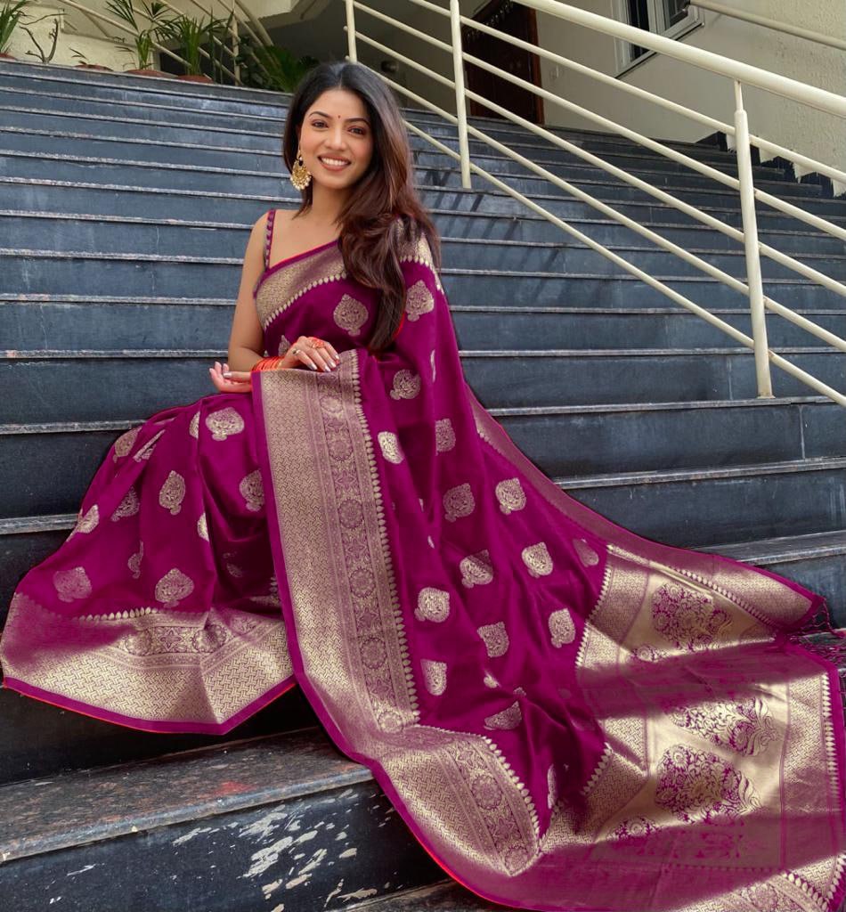 Banarasi Soft Silk Saree with Rich Zari & Jacquard Weave