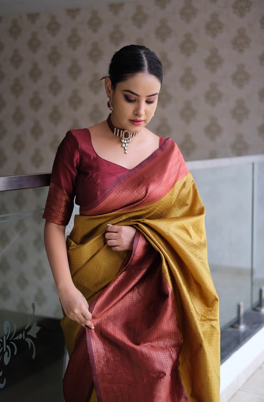 Banarasi Soft Silk Saree with Elegant Zari Work & Jacquard Weave