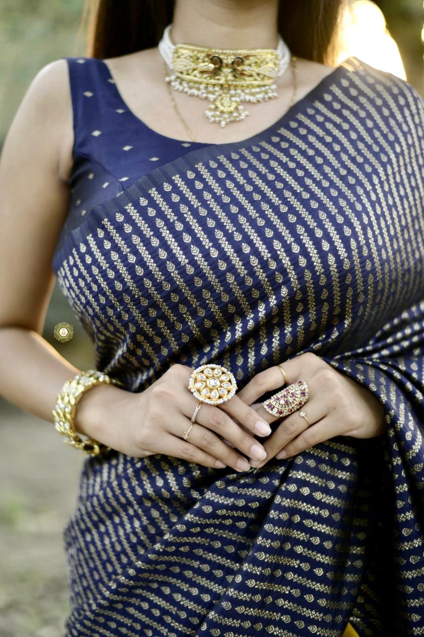 Banarasi Soft Silk Saree with Rich Zari Motifs & Jacquard Weave