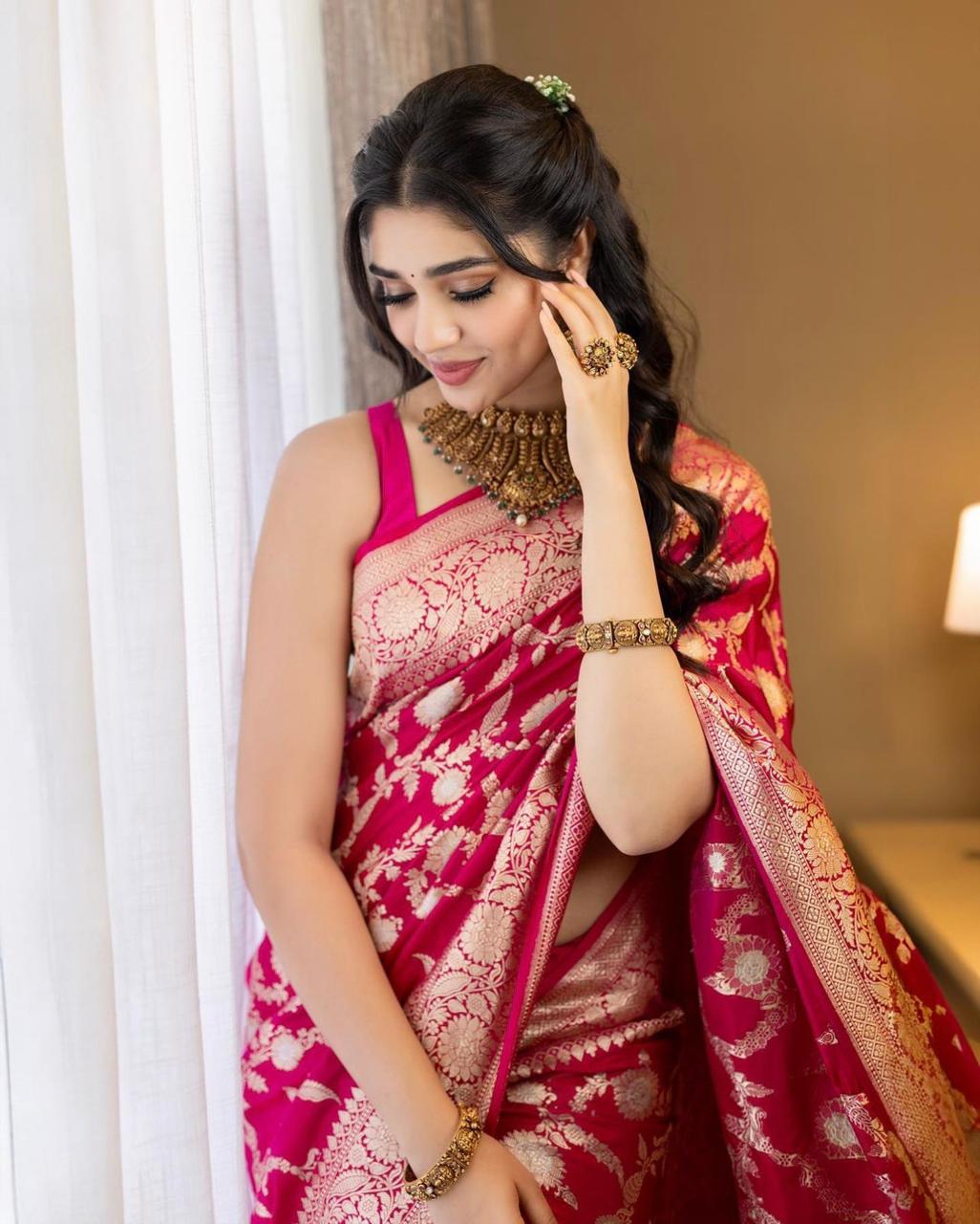 Banarasi Soft Silk Saree with Traditional Zari & Jacquard Weave