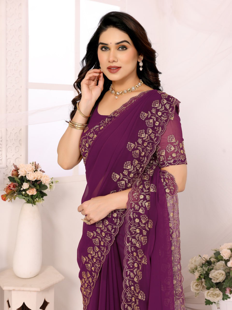Elegant Georgette Saree with Matching Blouse
