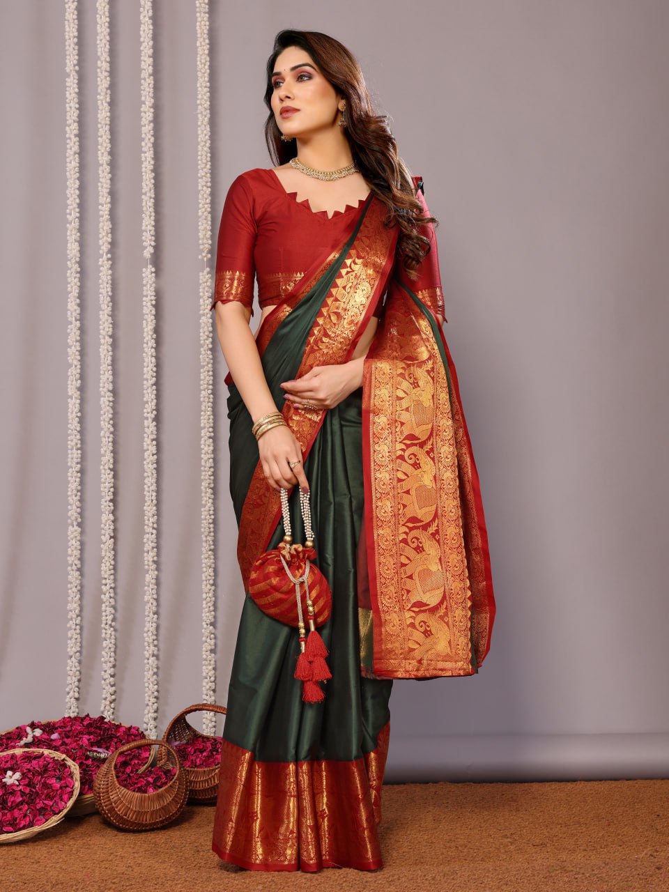 Banarasi Soft Silk Saree with Rich Zari Motifs