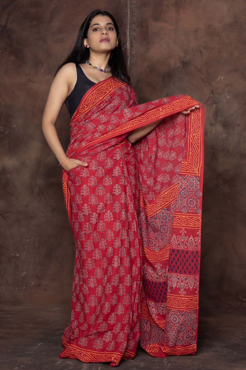 Premium Ready to Wear Mul Cotton Printed Saree with Pocket