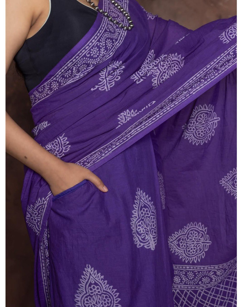 Ready to Wear Mul Cotton Printed Saree with Pocket & Silk Blouse