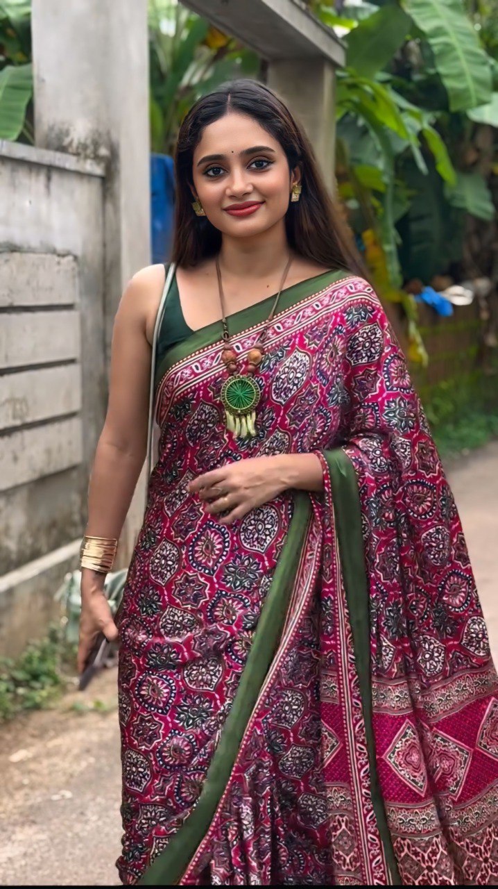Ready to Wear Crepe Silk Printed Saree with Silk Blouse