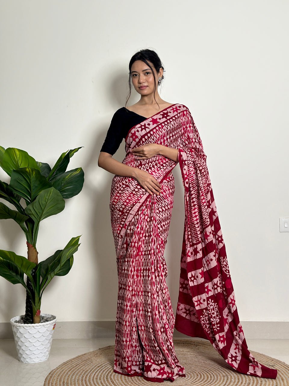 Ready To Wear Mul Cotton Printed Saree with Pocket