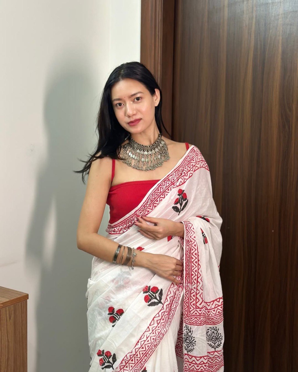Ready To Wear Mul Cotton Printed Saree with Pocket