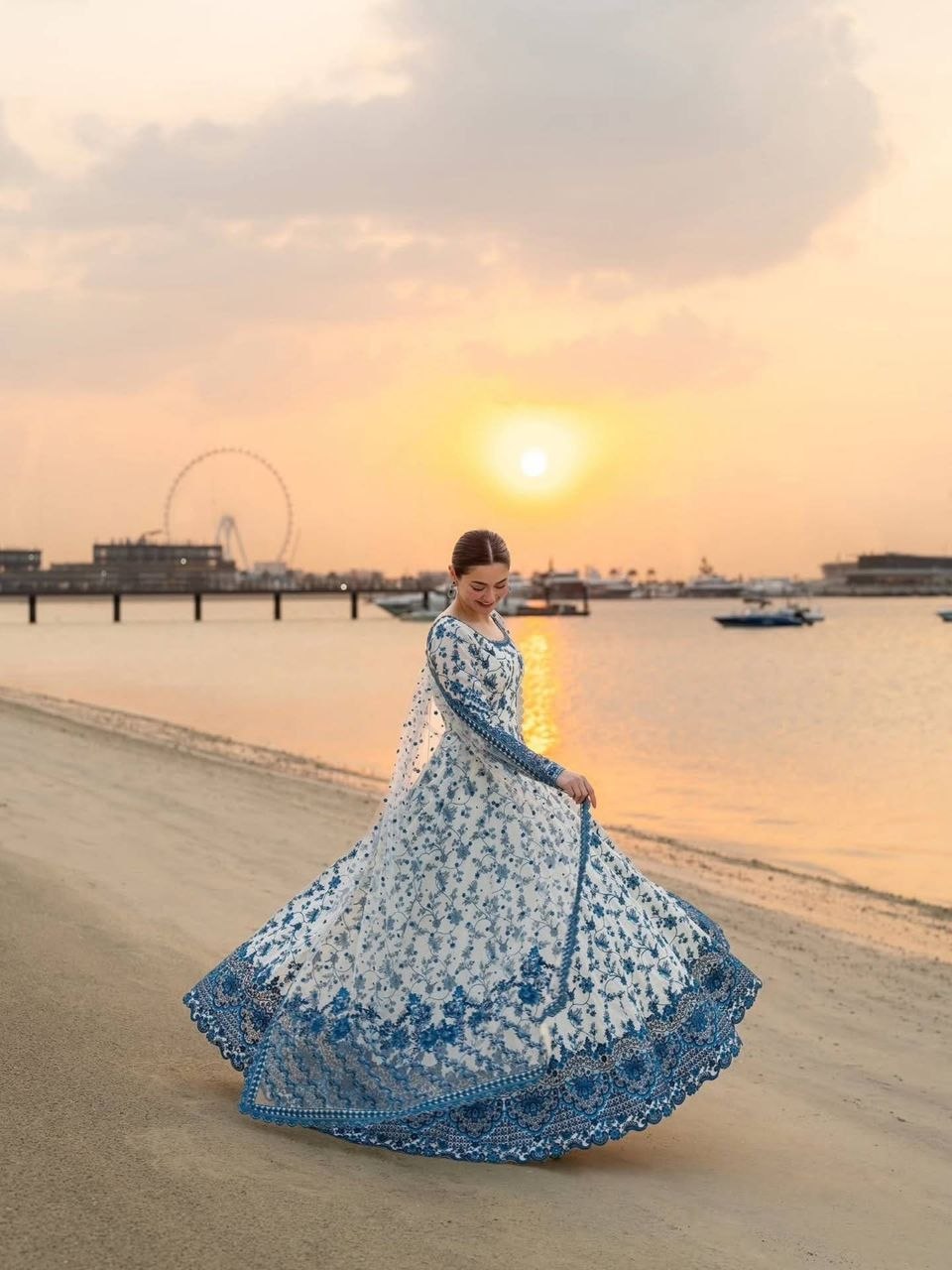 Heavy Fox Georgette Embroidered Gown Set with Organza Dupatta