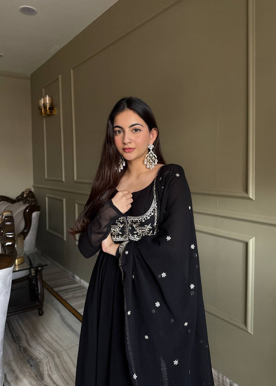 Designer Heavy Fox Georgette Anarkali Gown Set