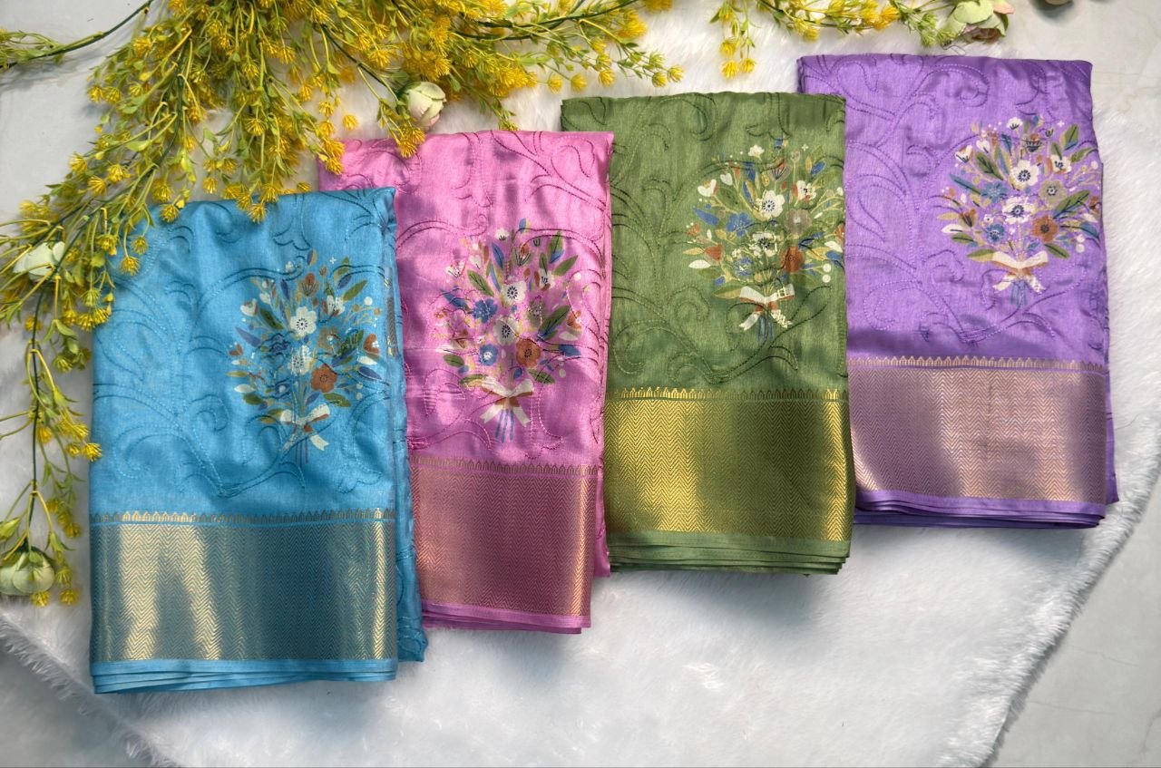 legant Embroidery Work Saree