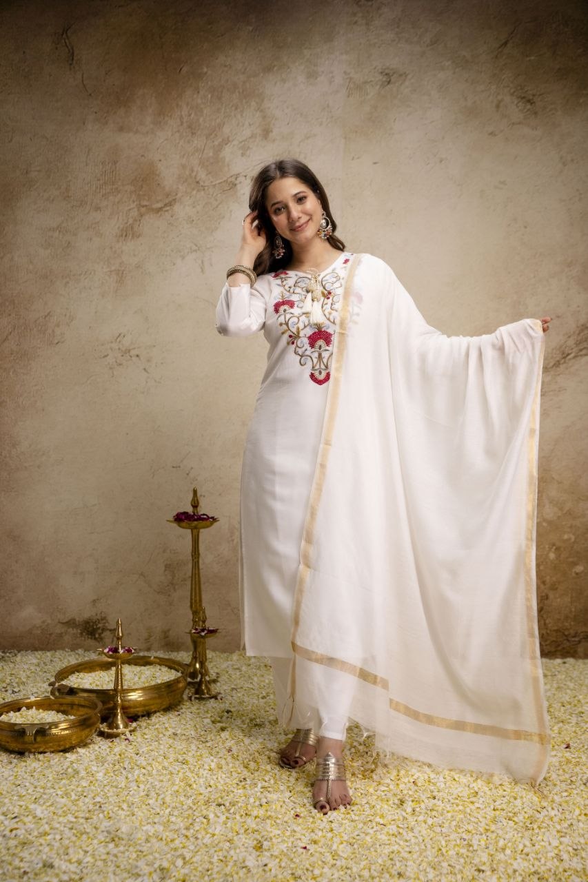 Pure Viscose Chanderi Kurta Set with Bhagalpuri Dupatta