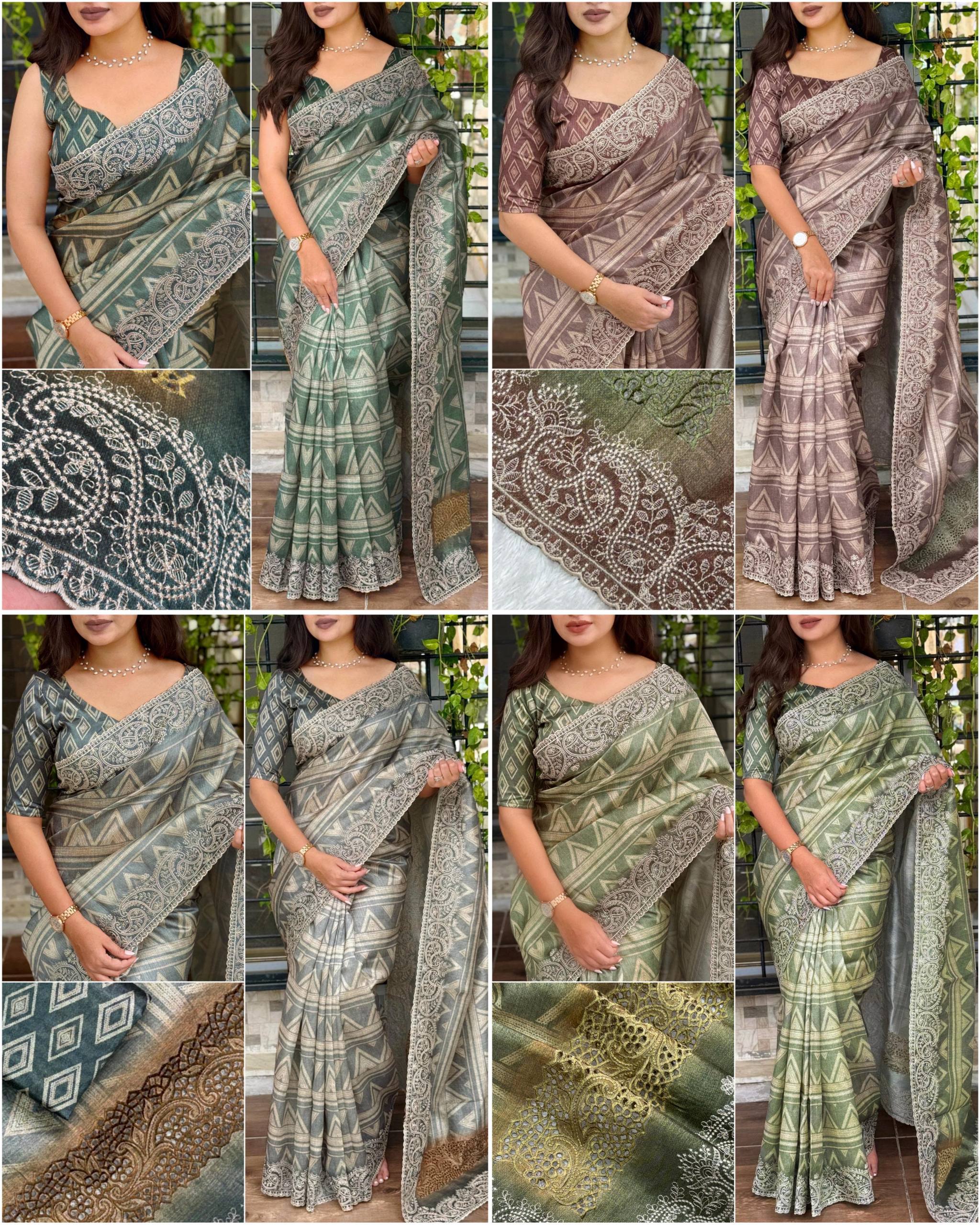 Tusser Linen Cotton Saree with Kashmiri Style Embroidery