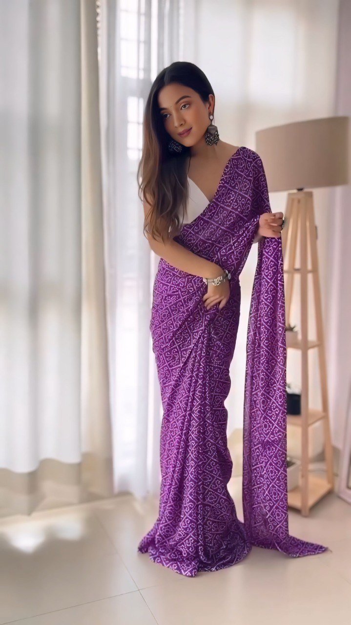 Blue Aura Ready-to-Wear Georgette Printed Saree