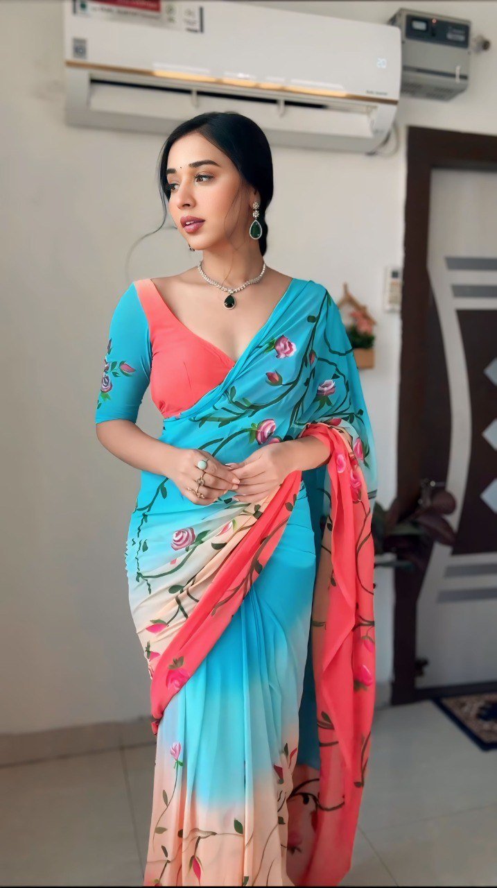 Multicolor Magic Georgette Ready-to-Wear Saree