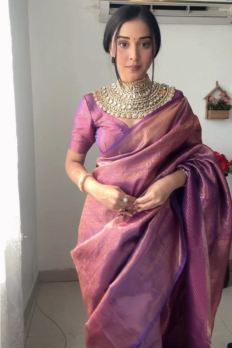 Royal Purple Kanjivaram Silk Handloom Saree