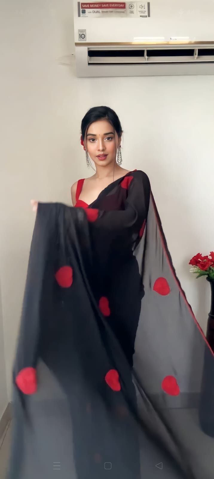 Black Royal Georgette Embroidered Saree