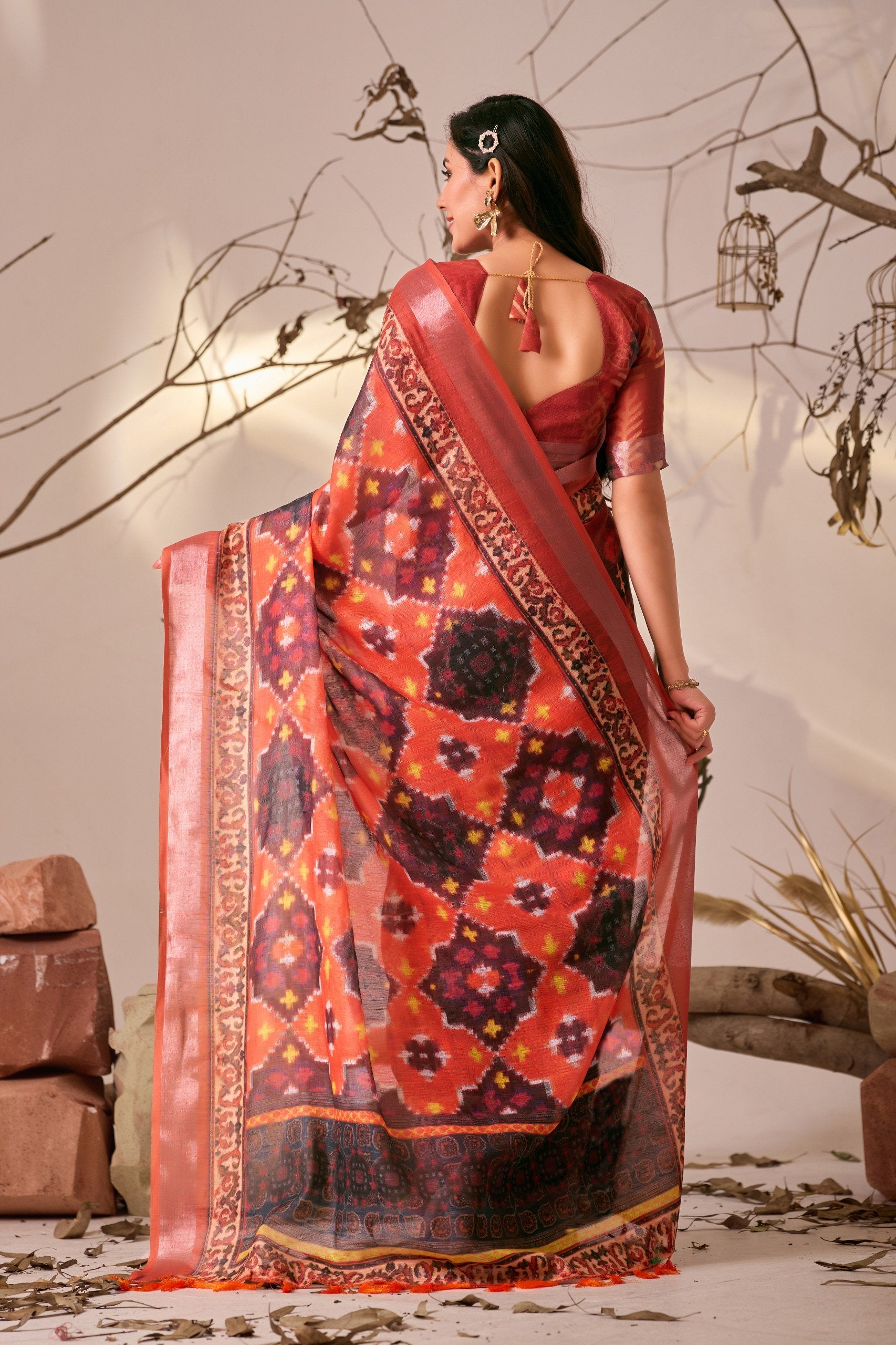 Premium Ikat Elegance in Linen Cotton