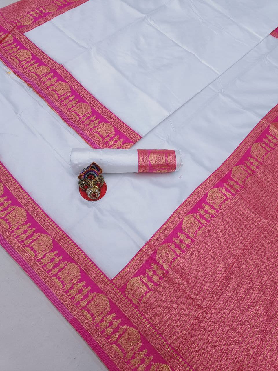 New Designer Soft Lichi Silk Saree with Golden Jari Work