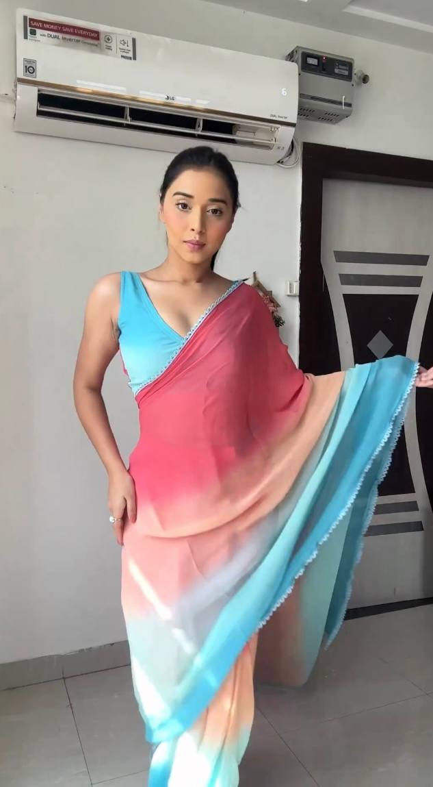 Pink Bloom Georgette Silk Saree