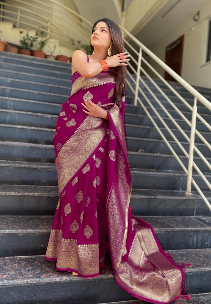 Banarasi Soft Silk Saree with Rich Zari & Jacquard Weave