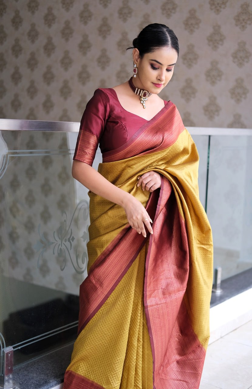 Banarasi Soft Silk Saree with Elegant Zari Work & Jacquard Weave