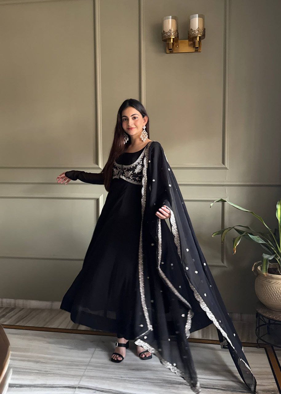 Designer Heavy Fox Georgette Anarkali Gown Set