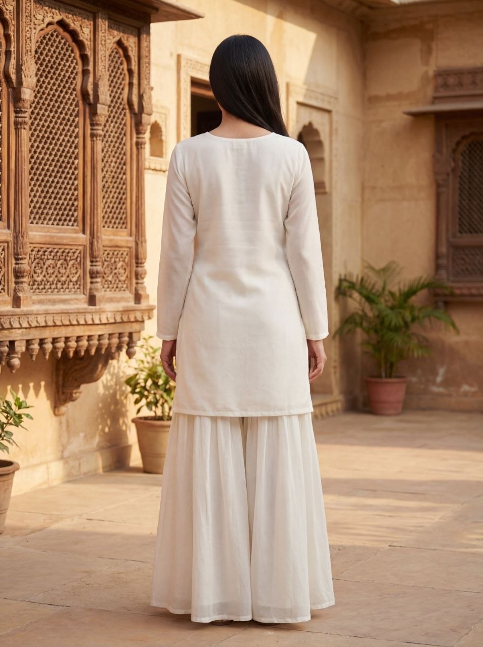 Vichitra Silk Embroidered 2-Piece Suit Set