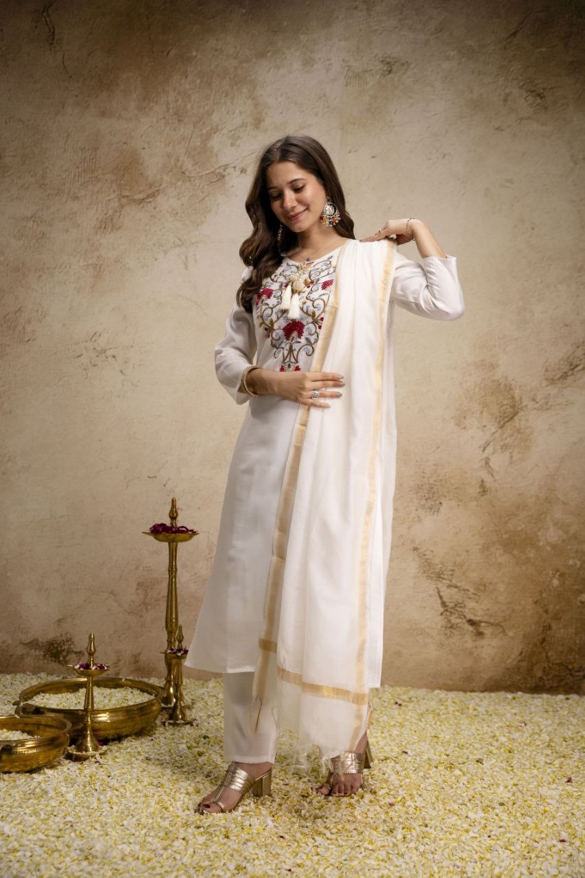 Pure Viscose Chanderi Kurta Set with Bhagalpuri Dupatta