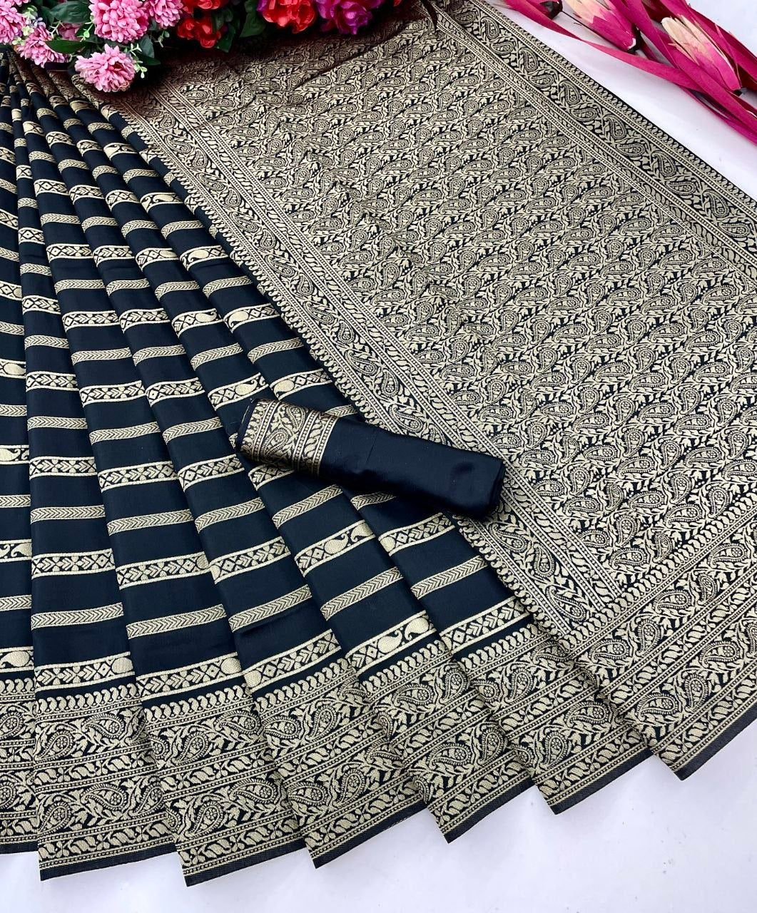 Banarasi Soft Lichi Silk Saree with Rich Pallu & Jacquard Work