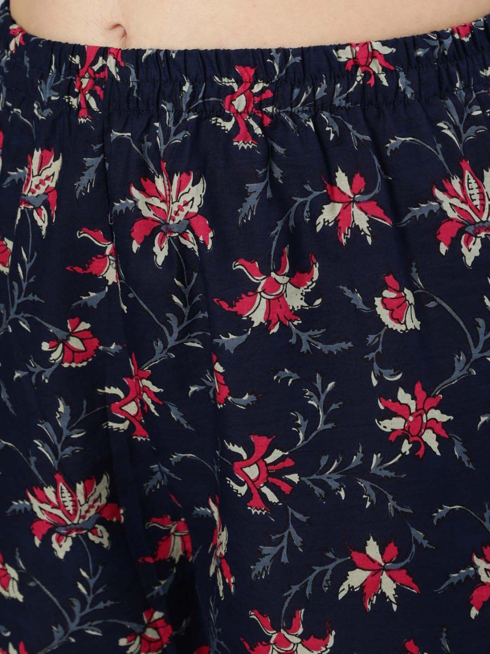 Navy Blue Rayon Printed Kurti Set with Dupatta