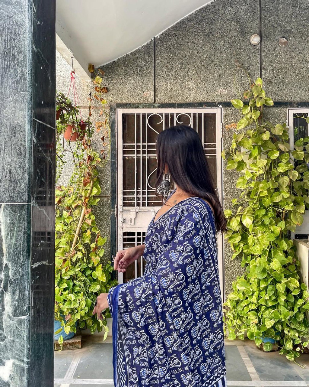 Blue Aura Ready-to-Wear Cotton Saree