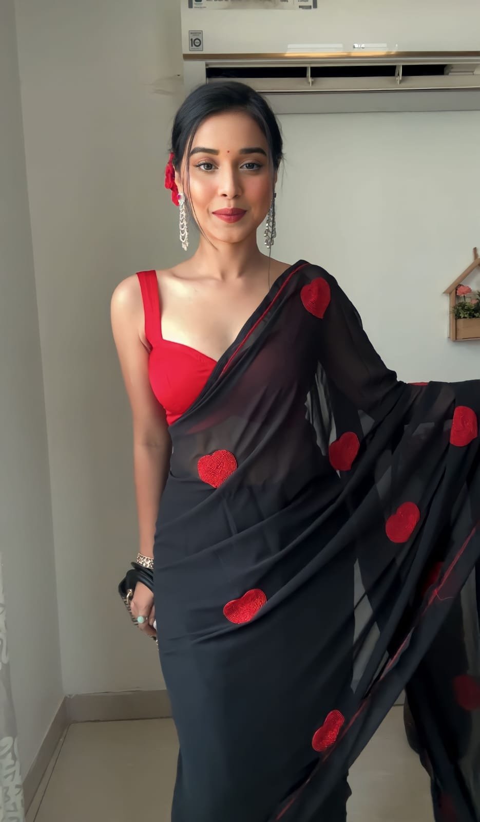 Black Royal Georgette Embroidered Saree