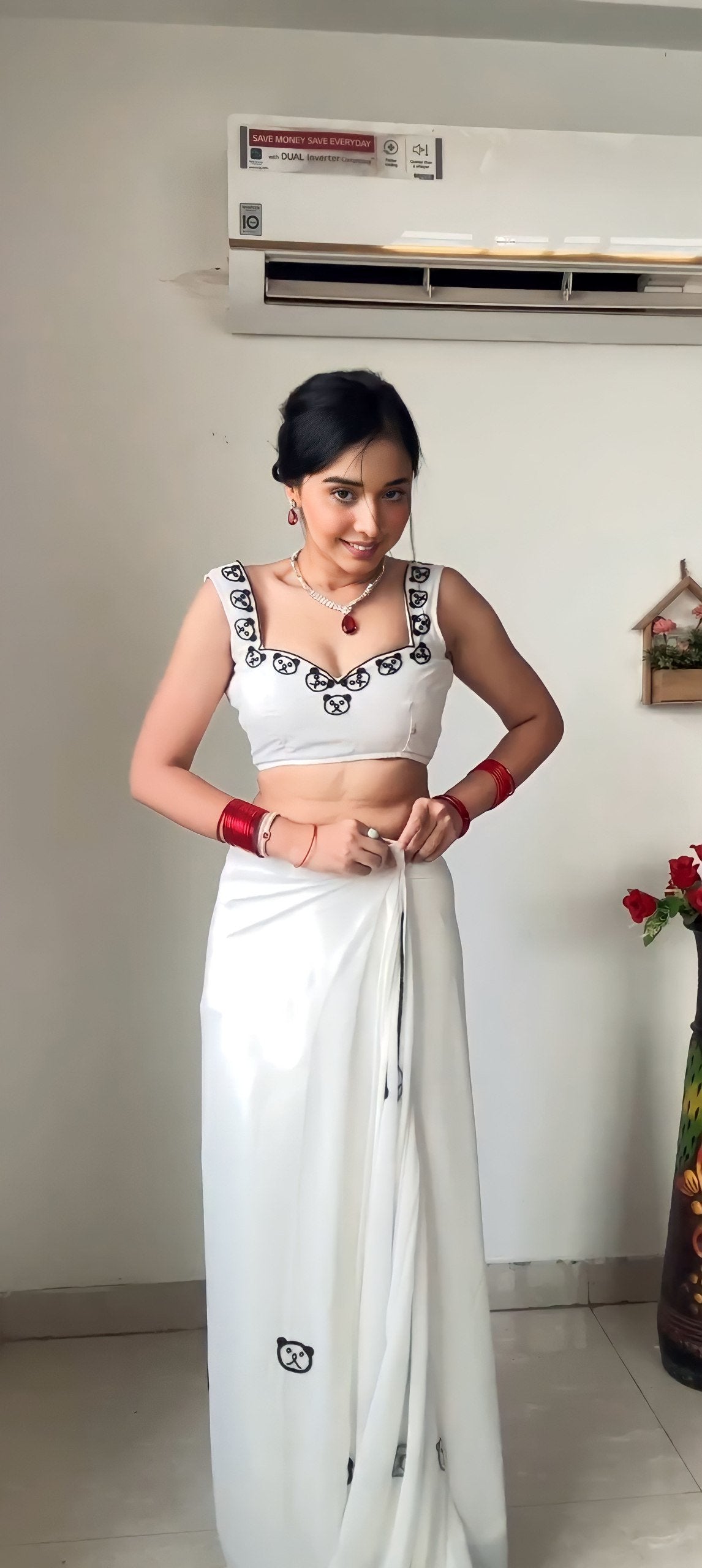 Wine Royale Georgette Embroidered Saree