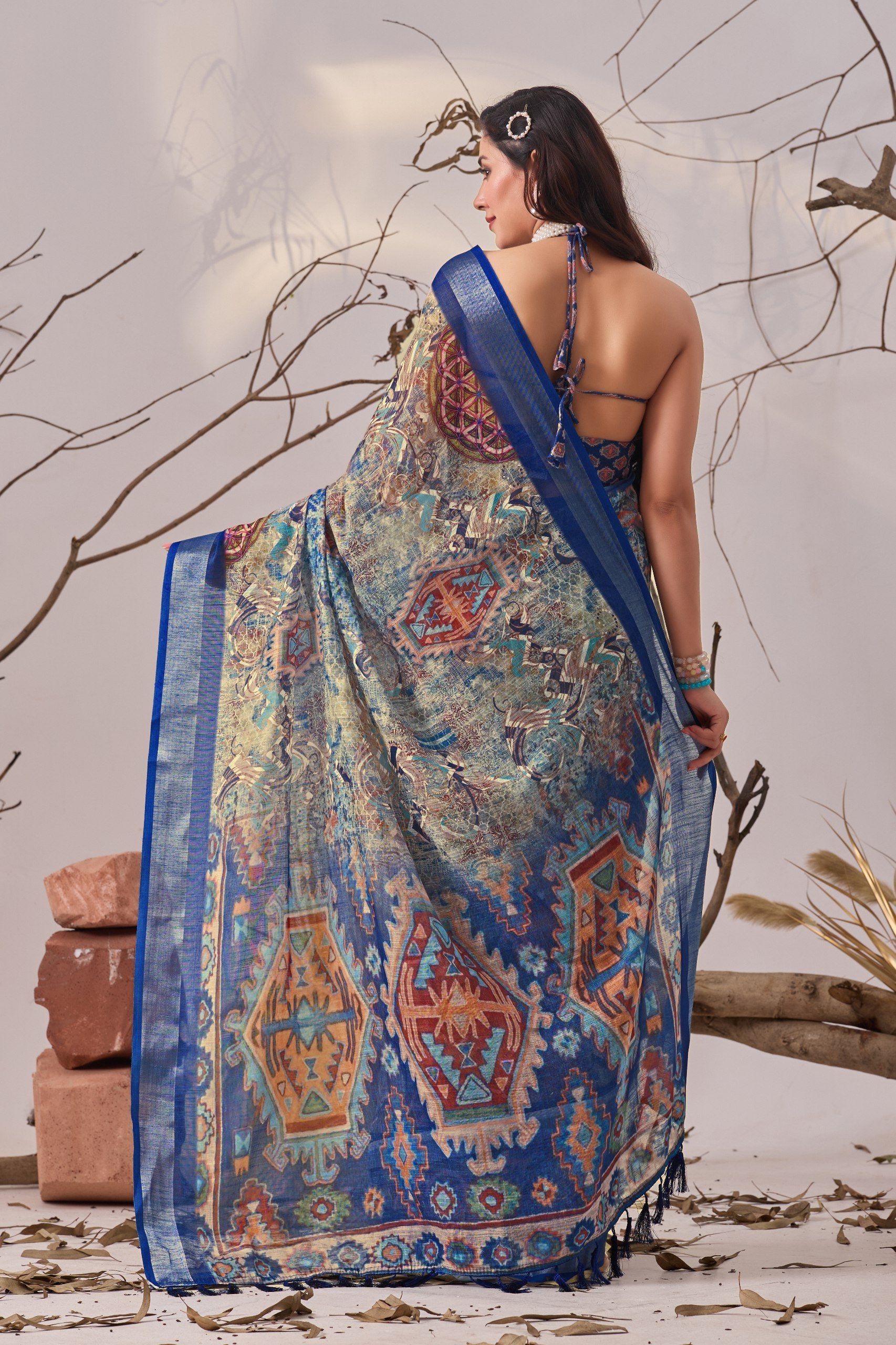 Exquisite Patola Elegance Linen Cotton Saree