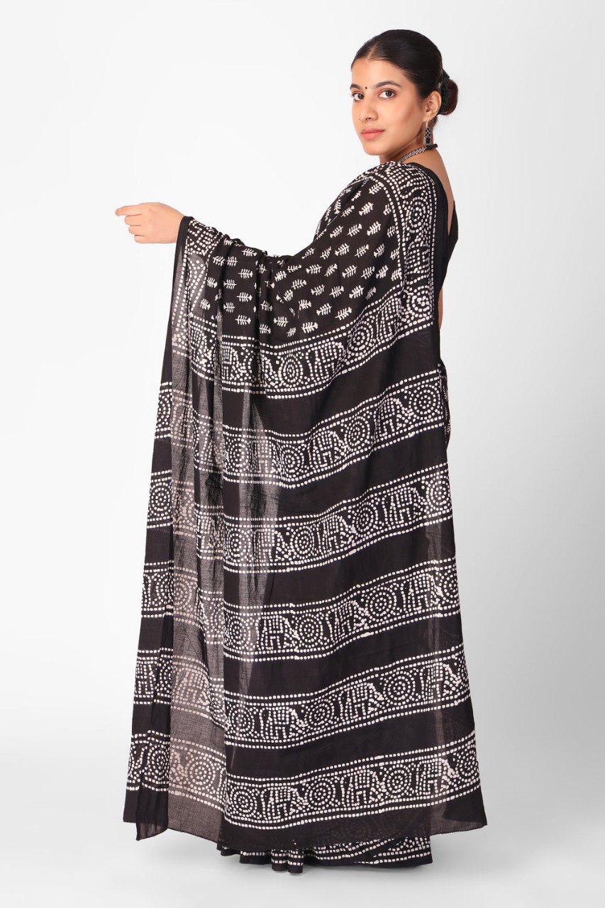 Ready to Wear Mul Cotton Printed Saree with Pocket & Silk Blouse