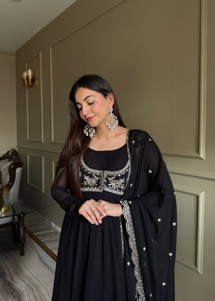 Designer Heavy Fox Georgette Anarkali Gown Set