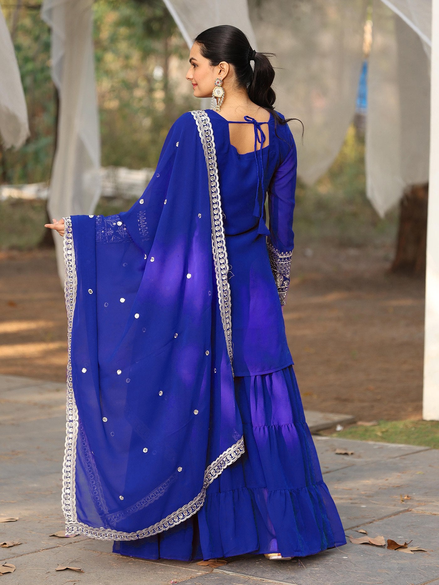 Women’s Georgette Kurta Sharara Dupatta Set