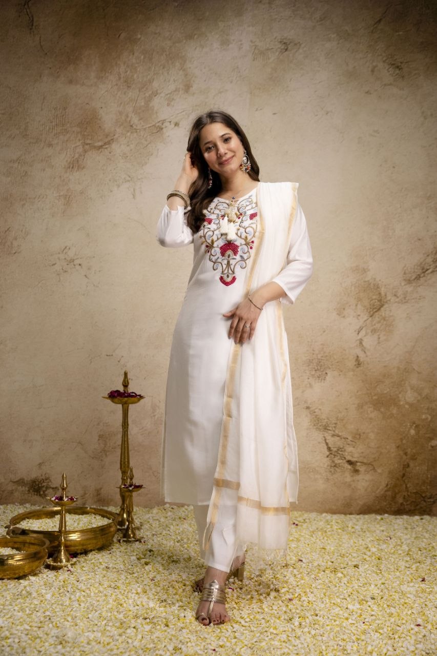 Pure Viscose Chanderi Kurta Set with Bhagalpuri Dupatta
