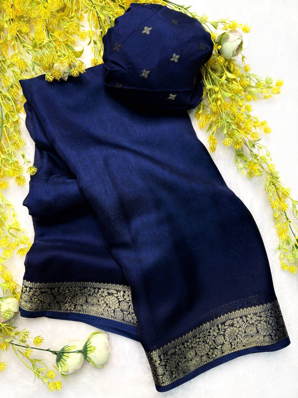 Premium Marshmallow Silk Saree with Jacquard Pallu