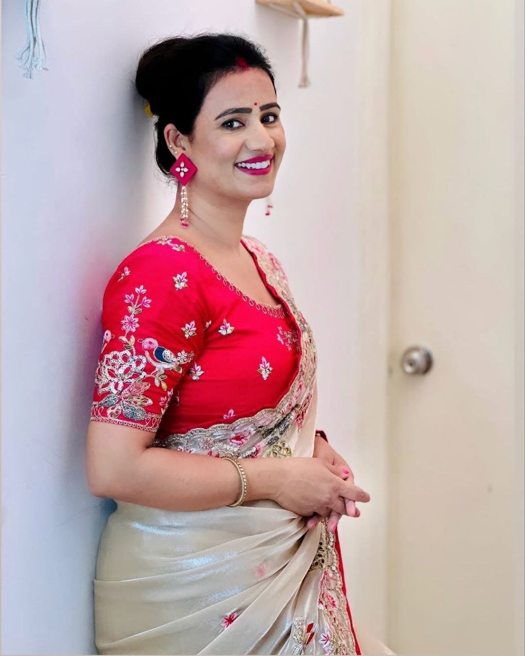 Traditional Soft Jimichu Silk Saree – Elegant Multi-Embroidery Work