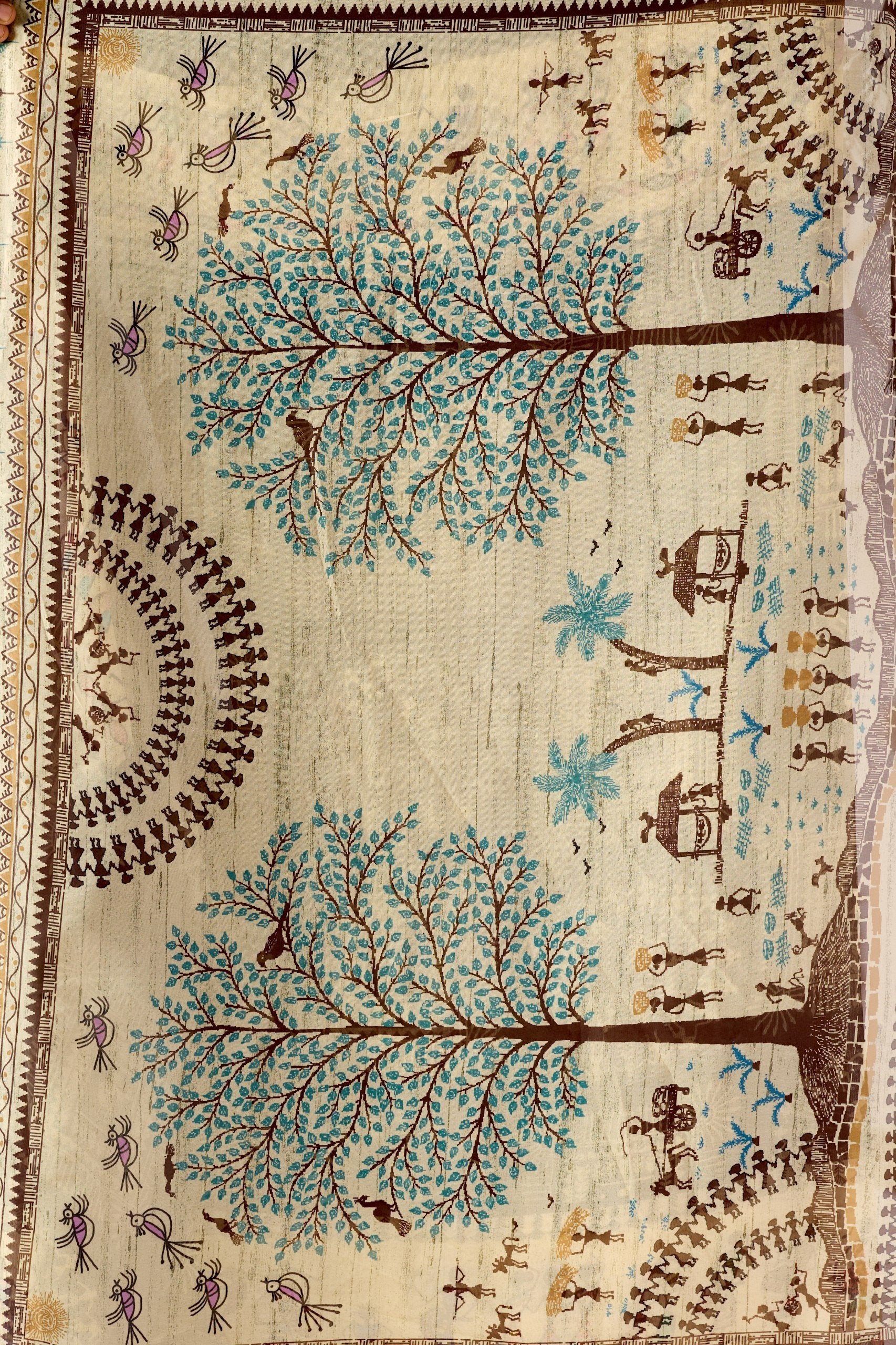 Olive Warli Heritage Soft Georgette Saree