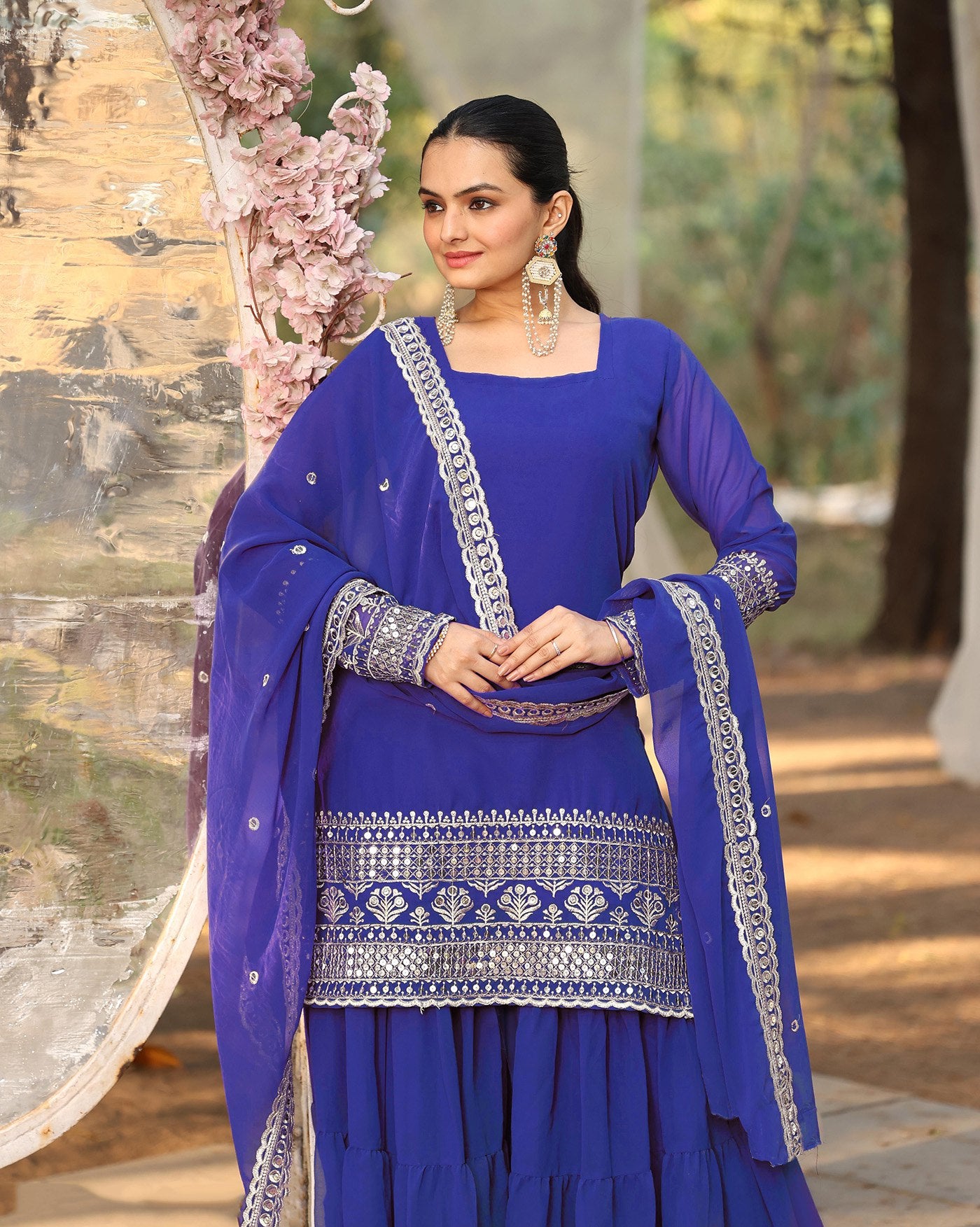 Women’s Georgette Kurta Sharara Dupatta Set
