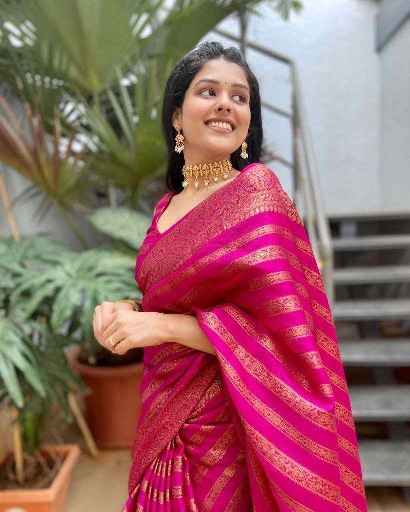 Banarasi Soft Lichi Silk Saree with Rich Pallu & Jacquard Work